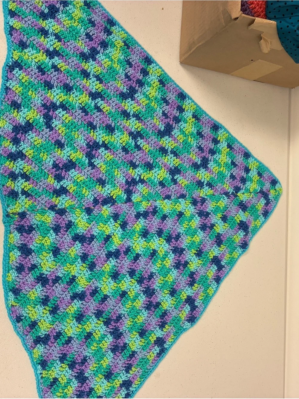 Crochet Multi-Color Womens Sweater Shawl - Blue, Green, Purple